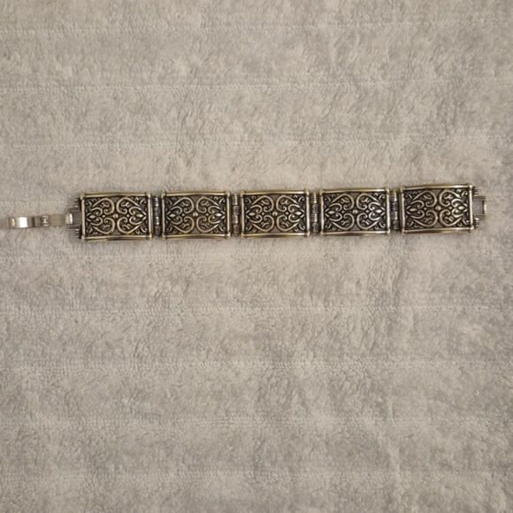 Vintage Brighton Heart Wide Link Bracelet Filigree Earrings Heart Trinket Box - Picture 5 of 13